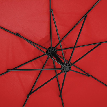 Ομπρέλα στον κήπο σε μια βραχίονα στρογγυλά κλίση. 300 cm κόκκινο