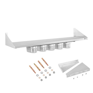 Prateleira de parede Pendurado em consoles de aço inoxidável com recipientes GN1 / 9