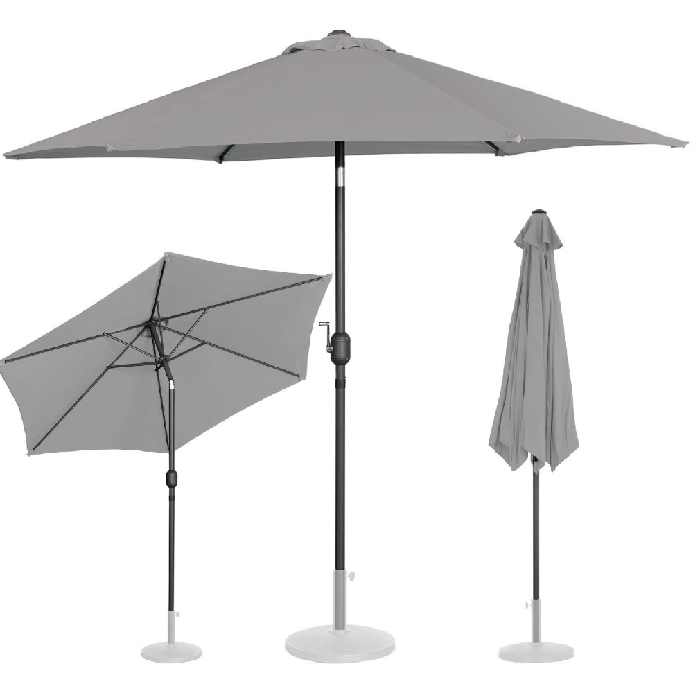 Parasol Have Terrace Rund vippe med en krumtur ons. 270 cm mørkegrå