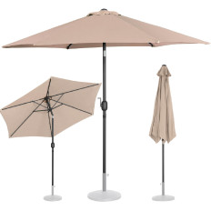 Parasol Garden Terraza redonda inclinada con una manivela mié. Crema de 270 cm