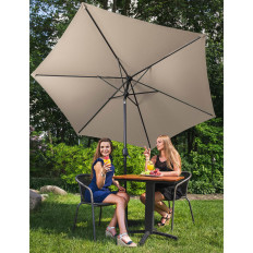Parasol vrtna terasa okruglog naginjanja s ručicama. 270 cm krema