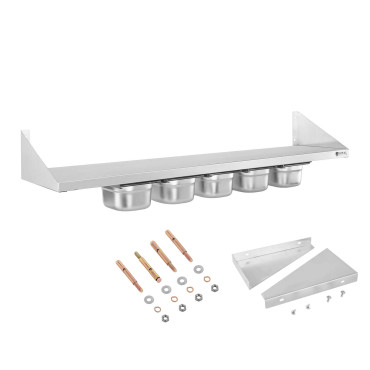 Prateleira de parede pendurado em consoles de aço inoxidável com gn1 / 6 recipientes