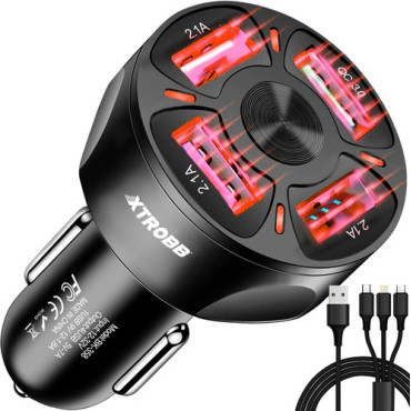 4x USB car charger + cable