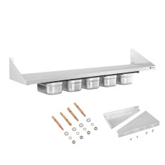 Mensola a muro appesa a console in acciaio inox con contenitori GN1 / 4