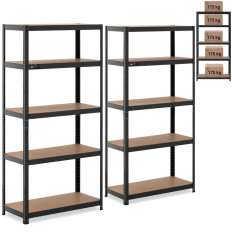 Estantes de armazenamento de metal 5 prateleiras 875 kg 90 x 40 x 180 cm cinza ----- up 2 pcs.