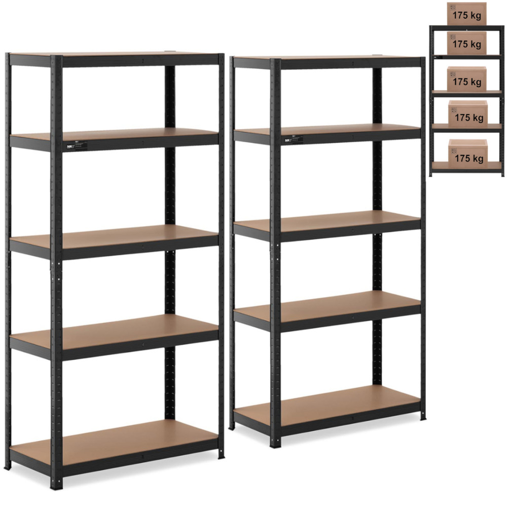 Estantes de armazenamento de metal 5 prateleiras 875 kg 90 x 40 x 180 cm cinza ----- up 2 pcs.