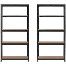 Regał magazynowy metalowy 5 półek 875 kg 90 x 40 x 180 cm szaroniebieski 2 szt.