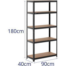 Metāla uzglabāšana grāmatu skapis 5 Plaukti 875 kg 90 x 40 x 180 cm Grey ----- up 2 gab.