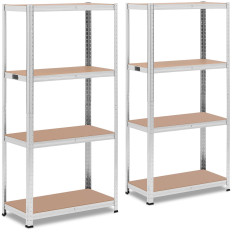 Libreria di archiviazione in metallo 4 ripiani 320 kg 80 x 40 x 160 cm Grigio 2 pezzi.