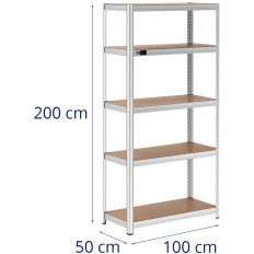 Metalo laikymo knygų spinta 5 lentynos 750 kg 100 x 50 x 197 cm Gray