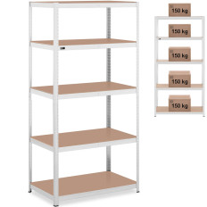 Estante de armazenamento de metal 5 prateleiras 750 kg 100 x 60 x 197 cm cinza