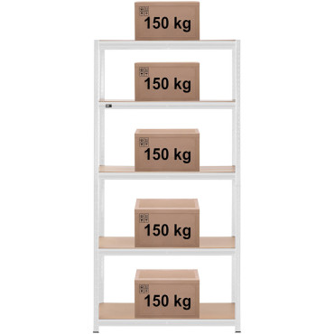 Estante de armazenamento de metal 5 prateleiras 750 kg 100 x 60 x 197 cm cinza