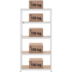 Estante de armazenamento de metal 5 prateleiras 750 kg 100 x 60 x 197 cm cinza