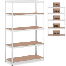 Estante de armazenamento de metal 5 prateleiras 750 kg 120 x 50 x 197 cm cinza