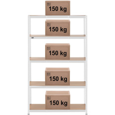 Fém tároló könyvespolc 5 polcok 750 kg 120 x 50 x 197 cm szürke