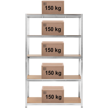 Metallist hoiuraamatu 5 riiulid 750 kg 120 x 60 x 197 cm hall