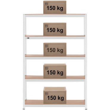 Estante de armazenamento de metal 5 prateleiras 750 kg 120 x 40 x 180 cm cinza