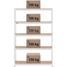 Fém tároló könyvespolc 5 polcok 750 kg 120 x 40 x 180 cm szürke