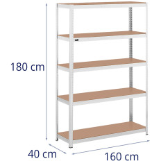 Kovové úložné knižnice 5 police 750 kg 120 x 40 x 180 cm šedá