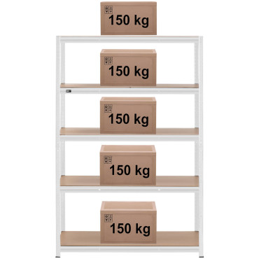 Metāla uzglabāšana grāmatu skapis 5 Plaukti 750 kg 120 x 60 x 180 cm pelēks