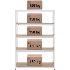 Metalen opslag boekenkast 5 planken 750 kg 120 x 60 x 180 cm grijs
