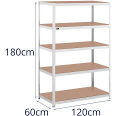 Metāla uzglabāšana grāmatu skapis 5 Plaukti 750 kg 120 x 60 x 180 cm pelēks
