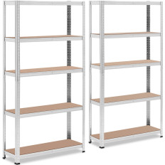Estantes de armazenamento de metal 5 prateleiras 875 kg 90 x 30 x 180 cm cinza 2 pcs.
