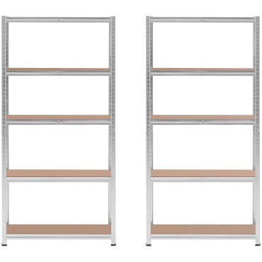 Estantes de armazenamento de metal 5 prateleiras 875 kg 90 x 30 x 180 cm cinza 2 pcs.
