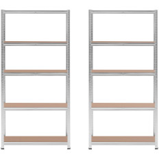 Estantes de armazenamento de metal 5 prateleiras 875 kg 90 x 30 x 180 cm cinza 2 pcs.