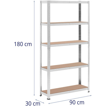 Étagère de stockage métallique 5 étagères 875 kg 90 x 30 x 180 cm grise 2 pièces.