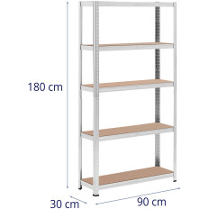 Kovinski skladiščni pomnilniški kaviri 5 police 875 kg 90 x 30 x 180 cm Siva 2 kos.
