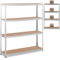 Estante de armazenamento de metal 4 prateleiras 600 kg 160 x 40 x 180 cm cinza