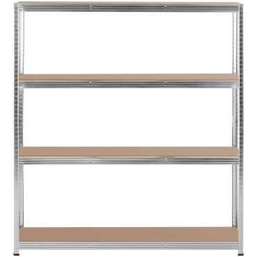 Estante de armazenamento de metal 4 prateleiras 600 kg 160 x 40 x 180 cm cinza