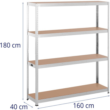 Metal Storage polica za pohranu 4 police 600 kg 160 x 40 x 180 cm sive