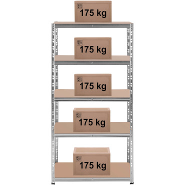 Metāla uzglabāšana grāmatu skapis 5 Plaukti 875 kg 90 x 60 x 180 cm pelēks