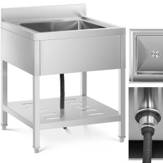Pia piscina de catering único com uma prateleira e uma referência 70 x 70 x 95 cm