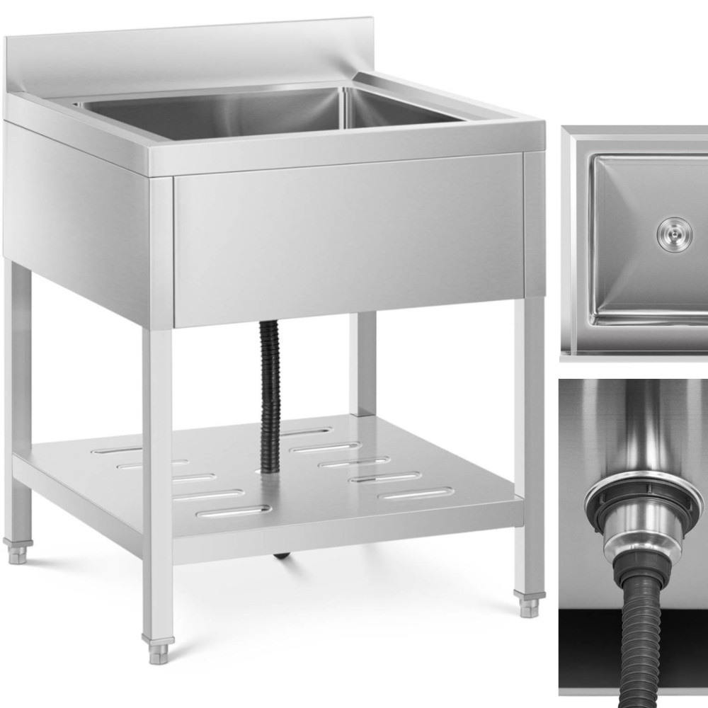 Sink enkeltkammeret catering basseng med hylle og en referanse 70 x 70 x 95 cm