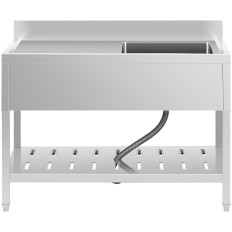 Sink vieno kameros maitinimo baseinas su lenktynių lentyna ir stovo 120 x 60 x 94,5 cm