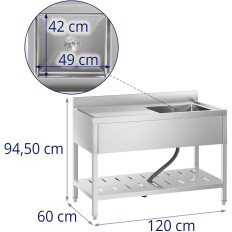 Pomik Enomorska gostinska bazen z dirko polico in rack 120 x 60 x 94,5 cm