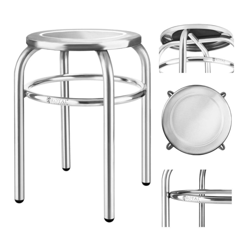 Tabouret rond en acier inoxydable pour la cuisine.