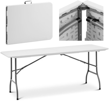 Sodo maitinimo stalas sulankstomas baltas iki 150 kg 180 x 75 x 74 cm