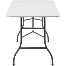 Table de jardin pliante blanche pour le catering, capacité de 150 kg, dimensions 180 x 75 x 74 cm.