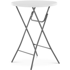 Table ronde pliante blanche pour le catering, bar, capacité jusqu'à 100 kg, diamètre 80 cm, hauteur 110 cm.