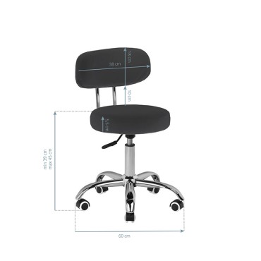 Tabouret Cosmétique pour Pédicure A-007 Noir — vue de face