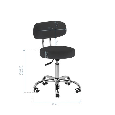 Taburete cosmético para pedicura A-007 negro — vista frontal
