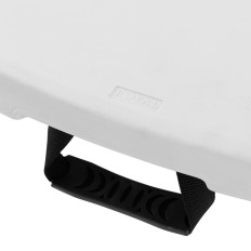 Gevouwen ronde tuin catering tafel, geïsoleerd op wit. 150 x 74 cm