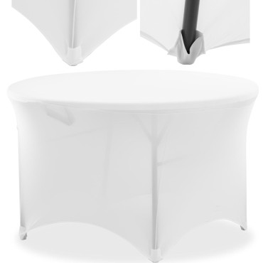 Tampa flexível para a tabela oval. 150 cm branco