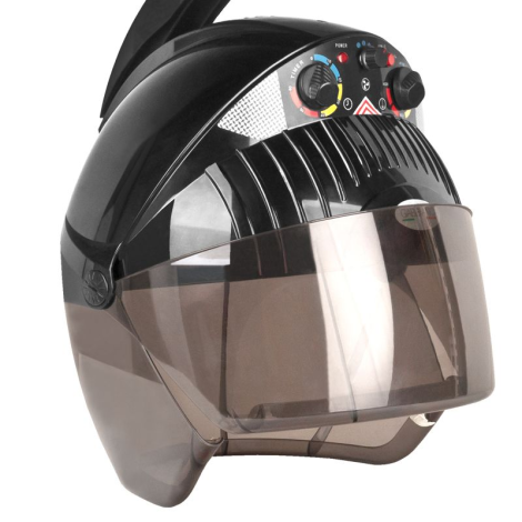 Gabbiano Centurion DVI-303W joniserande hårtork med huva och tre hastigheter svart — sidosida