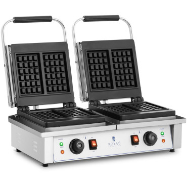Taisnstūra vafeļu divējāda līdz 4 Beļģijas vaffas 2 x 2000 W