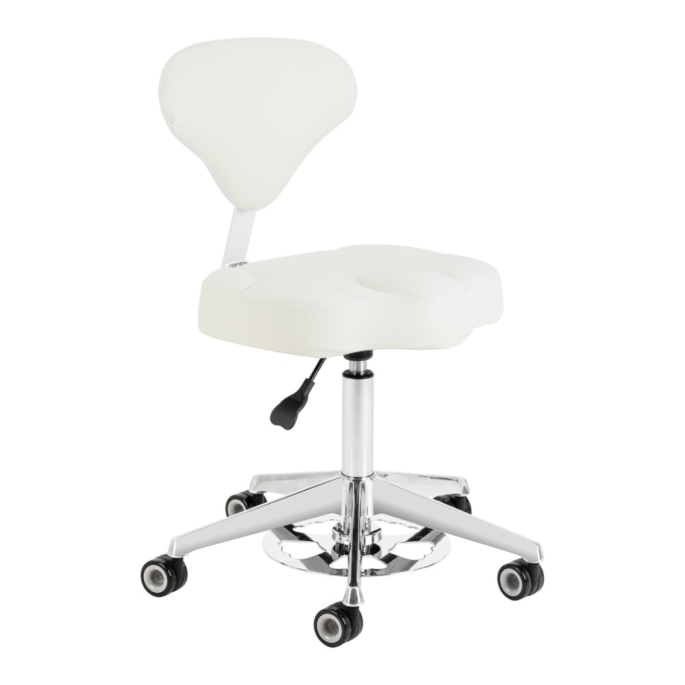 Tabouret cosmétique Azzurro 156-F avec réglage hauteur blanc — vue de face